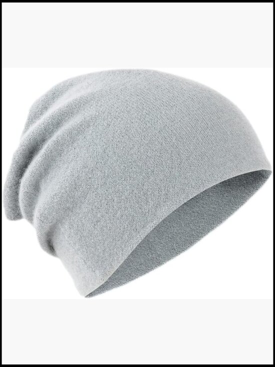 Double-Layered 100% Cashmere Oversized Knitted Beanie with Gift Box main image 5